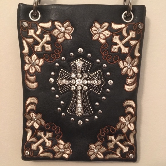 SS Country Diamond Cross Brown leather small bag - Picture 2 of 16